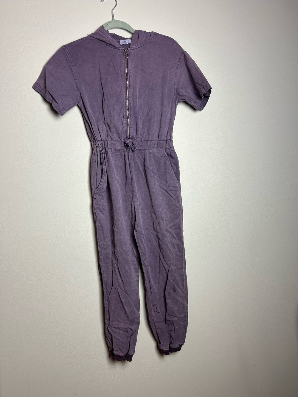 Zara Kids Purple Hooded One-Piece Jumpsuit